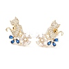 Cat and Flower Cubic Zirconia Stud Earrings LS-EJEW-I263-02G-2