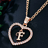 Alloy Crystal Rhinestone Heart with Initial Pendant Necklaces WGD4CFD-06-1