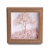 Natural Rose Quartz Chips Tree of Life with Wooden Photo Frame Decorations DJEW-B013-04C-1