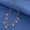Brass Micro Pave Clear Cubic Zirconia Starfish Pendant Necklaces NJEW-B157-05G-3