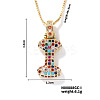 Brass Pave Colorful Cubic Zirconia Letter Pendant Box Chain Necklaces NU0575-9-1