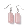 Natural Rose Quartz Cylindrical Dangle Earrings EJEW-D188-01P-05-2