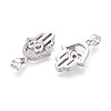 925 Sterling Silver Micro Pave Clear Cubic Zirconia Heart Hamsa Hand Pendants STER-N016-100P-2