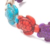 Dyed Synthetic Turquoise Tortoise Beaded Stretch Bracelet for Kids BJEW-JB09389-01-2