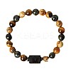 12 Constellations Natural Tiger Eye & Picture Jasper Round Beaded Stretch Bracelets for Men Women WG21EC3-09-2