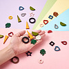 120Pcs 20 Style Painted Wood Pendants/Links/Cabochons/Bead WOOD-BT0001-05-5