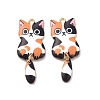 Light Gold Rack Plating Alloy Enamel Pendants X-ENAM-G210-01LG-3