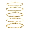 5Pcs 5 Styles Brass Chain Bracelets for Women BJEW-D357-02G-2