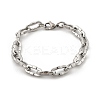 304 Stainless Steel Dapped Chain Bracelets for Women BJEW-F488-61P-4