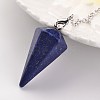 Platinum Tone Brass Lapis Lazuli Cone Hexagonal Pointed Dowsing Pendulums MAK-M015-01A-2