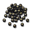 Plating Opaque Acrylic Beads OACR-R005-03V-1