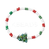 Christmas Glass Seed & Handmade Lampwork Beads Stretch Bracelets for Women BJEW-MZ00197-02-2