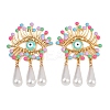 304 Stainless Steel Evil Eye with Teardrop Dangle Stud Earrings LS-EJEW-A138-07G-4