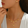 Brass Micro Pave Clear Cubic Zirconia Hollow Fan Double Layer Pendant Necklace & Stud Earrings Set for Women KI7440-3