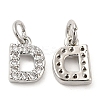 Brass Micro Pave Grade AAA Cubic Zirconia Charms ZIRC-P067-11P-D-NR-2