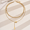 201 Stainless Steel Double-Layer Y-Shaped Necklaces for Women's Party Music Festival OH0726-5