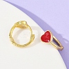 Heart Brass Enamel Hoop Earrings LS-EJEW-S277-03G-2