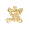 Brass Crystal Rhinestone Letter Links Connector Charms KK-S395-06G-I-1