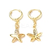 Clear Cubic Zirconia Flower Dangle Hoop Earrings EJEW-B017-16G-2