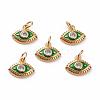 Brass Micro Pave Clear Cubic Zirconia Charms KK-C100-15G-A01-1