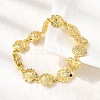 Summer Beach Brass Micro Pave Clear Cubic Zirconia Shell Shape Link Chain Bracelets LS-BJEW-C118-02B-G-4
