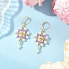 Flower with Cross 304 Stainless Steel Earrings Glass Seeds Leverback Earrings EJEW-MZ00507-03-1
