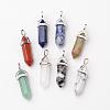 Natural Mixed Gemstone Double Terminated Pointed Pendants G-F295-04-1