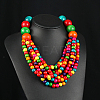 Bohemian Style Round Wood Beaded Multilayer Necklaces for Women WG93846-04-1