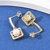 Square Brass Micro Pave Clear Cubic Zirconia Dangle Stud Earrings EJEW-C172-05G-2