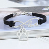 Infinity & Paw Print & Word Love Alloy with Suede Cord Charm Bracelets FS-WG0006A-06-1