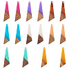 16Pcs 8 Colors Resin & Wood Pendants WOOD-TA0002-70-3