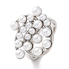 Rack Plating Flower Brass ABS Imitation Pearl Open Cuff Rings for Women RJEW-S242-08P-1