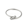 Non-Tarnish 304 Stainless Steel Round Ball Open Cuff Finger Rings for Women X-RJEW-C105-01P-2
