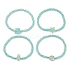 4Pcs 4 Styles Faceted Rondelle Glass Beaded Stretch Bracelets BJEW-JB10206-S-1