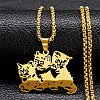 201 Stainless Steel Hollow Cute Cat Pendant Necklaces for Women LS-NJEW-K283-38G-1