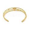 304 Stainless Steel Pave Clear Cubic Zirconia 3-Line Heart Open Cuff Bangles for Women BJEW-E100-04G-3