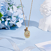 Stainless Steel Moon Print Oval Locket Pendant Necklaces NJEW-NB00015-4