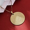 Flat Round 304 Stainless Steel Pendant Necklaces NJEW-M096-28G-4
