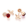 Brass Micro Pave Cubic Zirconia and Glass Pendants KK-T076-01KCG-2