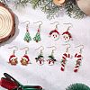 5 Pairs 304 Stainless Steel Glass Seed Beads Christmas Theme Dangle Earrings EJEW-MZ00527-1