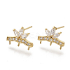 Brass Micro Pave Clear Cubic Zirconia Stud Earring Findings KK-N230-13-NF-1