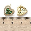 Heart Brass Micro Pave Cubic Zirconia Stud Earrings EJEW-M082-15G-4