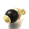 Brass & Natural Black Agate(Dyed & Heated) Pendants KK-Q043-22G-2