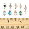 18Pcs 9 Styles Brass Pave Transparent Glass Links/Connectors GLAA-FS0002-34-5