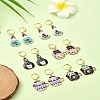Cat Alloy Enamel Pendant Locking Stitch Markers HJEW-YW00021-2