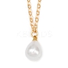 304 Stainless Steel & Plastic Pearl Teardrop Pendant Necklaces NJEW-JN05219-2
