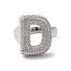 Letter Brass Micro Pave Clear Cubic Zirconia Open Cuff Ring for Women RJEW-N046-03D-P-2
