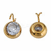 201 Stainless Steel Clear Cubic Zirconia Charms STAS-N087-47G-1