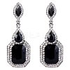 Brass Rhinestone Dangle Stud Earrings FS-WG9D6B6-03-1