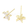 Brass Micro Pave Clear Cubic Zirconia Studs Earring for Women EJEW-S217-F04-2